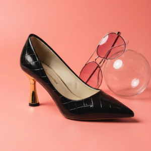 Quilted Black Patent Heels